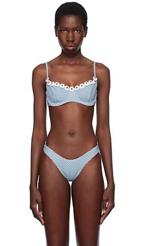 Black & White Cola Gingham Underwire Bikini Top