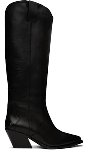 Black Texano Knee-High Tall Boots
