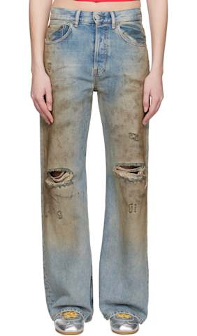 Orange Stacked Belts Jeans