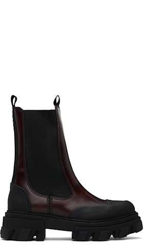 Black Cleated High Chelsea Tall Boots