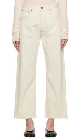Beige Wide-Leg Jeans