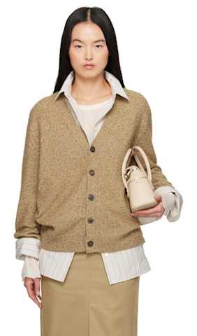 Brown Y-Neck Cardigan