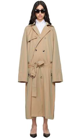 Beige Dual Wear Light Cotton Twill Trench Coat