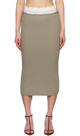 Gray 3 Layers Midi Skirt Set