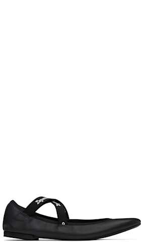 Black Lilouh Rubber Sole Mary Jane Ballerina Flats