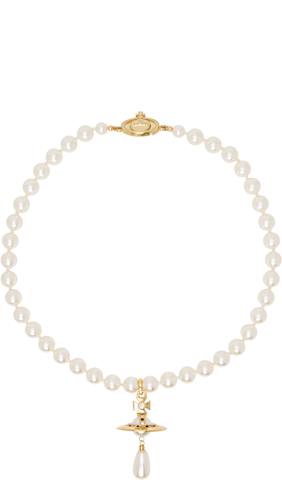 Gold & White Lucrece Faux-Pearl Necklace