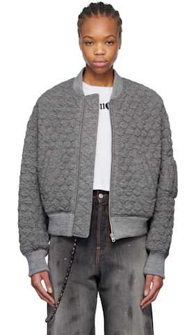 Green Cotton Satin Ami de Coeur Bomber Jacket