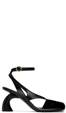 Black Leather Heeled Sandals
