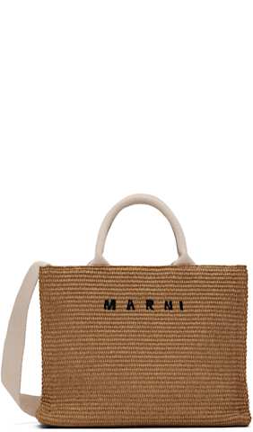 Beige & Brown Tropicalia Small Bucket Bag
