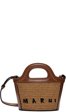 Beige & Brown Tropicalia Small Bucket Bag
