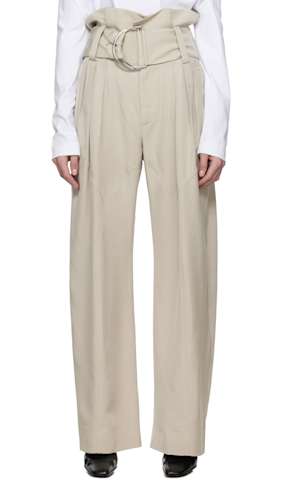 Beige Fold-Over Trousers