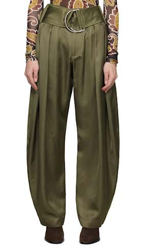Beige Fold-Over Trousers