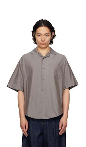 Beige Cotton Short Sleeve Boxy Shirt