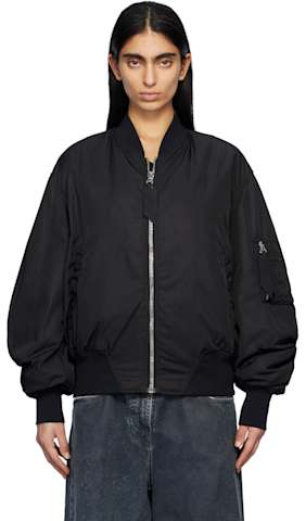 Black Embroidered Logo Bomber Jacket