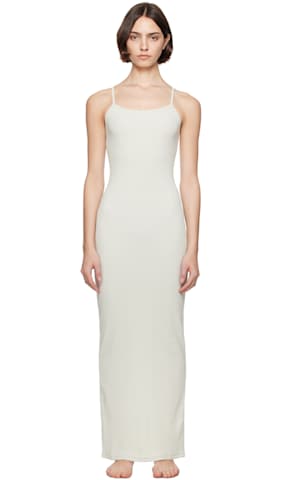 Black Cotton Rib Long Cami Maxi Dress