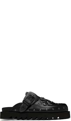 SSENSE Exclusive Black Eyelet Metal Sabot Loafers
