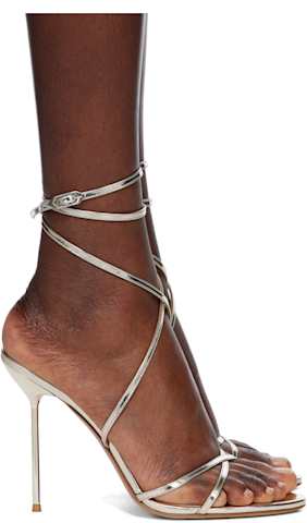 White Condora Lacestrass Heeled Sandals
