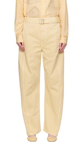 Yellow High Waisted Curved Jeans