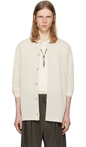 Off-White V-Neck Long Sleeve T-Shirt