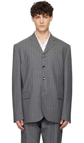 Gray Raw Cut Blazer