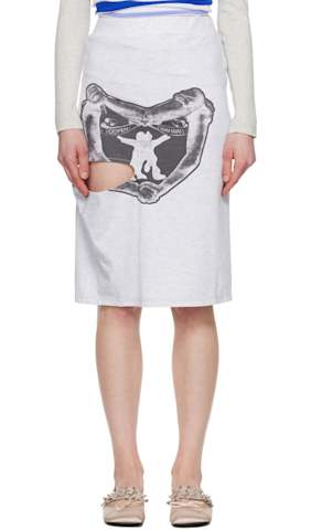 White Pleated Cargo Pocket Kilt Midi Skirt