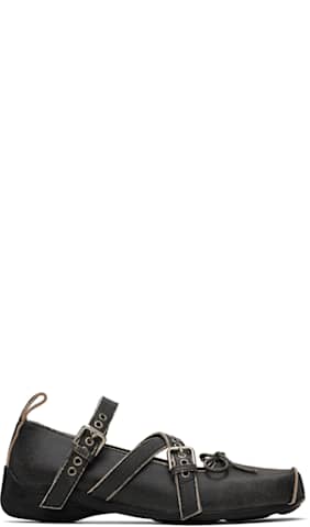 Black Cross Band Ballerina Flats