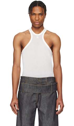 White 90's Rib Cut Out Tank Top