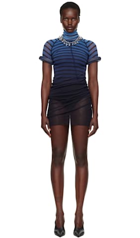 White & Black 'The Draped Body Morphing' Minidress