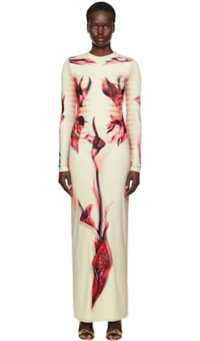 Green & Orange 'The Draped Body Morphing' Maxi Dress