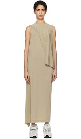 Gray Shaped Nude Midi Dress