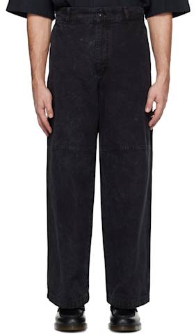 Black Loose Fireman Denim Trousers