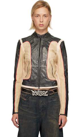 Black L-Oys Leather Bomber Jacket