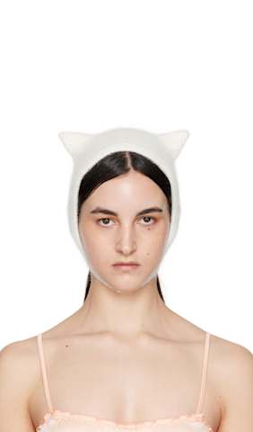 Off-White & Yellow Wool Ears Balaclava