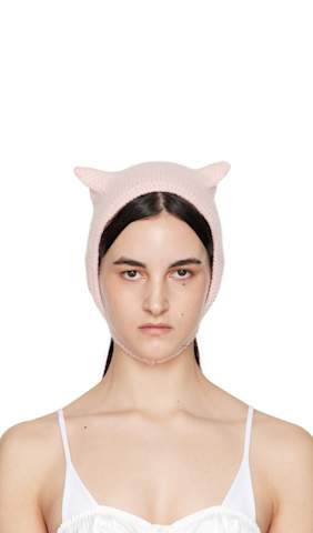 Off-White & Yellow Wool Ears Balaclava