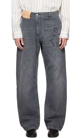 Navy Turn Up Twisted Workwear Jeans