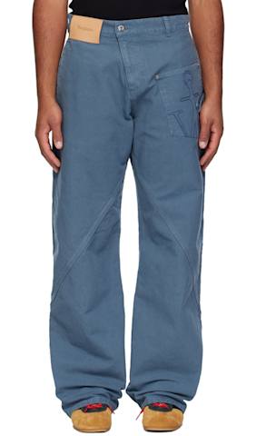 Navy Turn Up Twisted Workwear Jeans