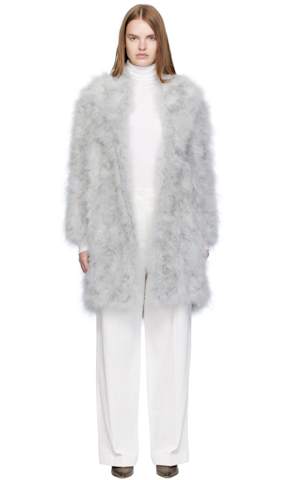 White Long Feather Coat