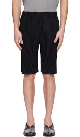 Black Tailored Pleats 1 Shorts