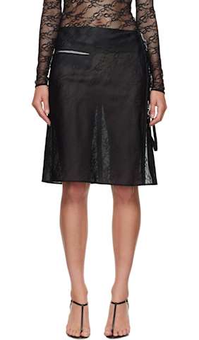 Black Interlock Tracksuit Midi Skirt