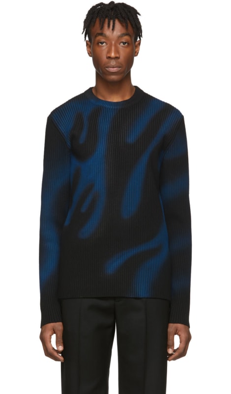 black and blue flame sweater