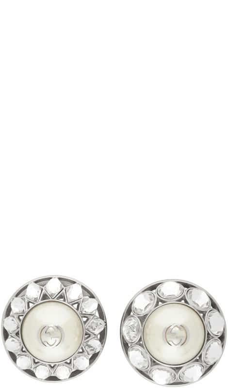 interlocking g earrings with pearl