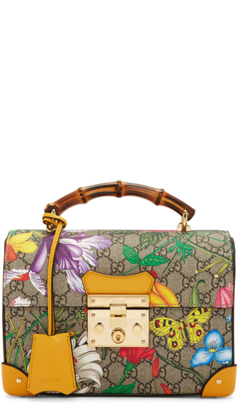 padlock gg flora small bamboo shoulder bag