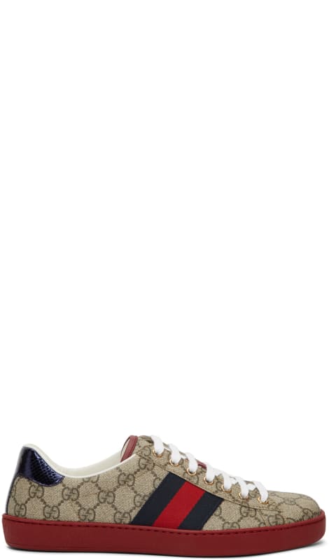 beige gg supreme new ace sneakers