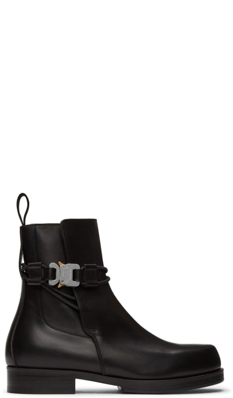 black chelsea boots with buckle