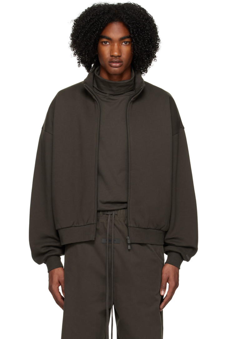 Fear of God ESSENTIALS Gray Full Zip Jacket,Off-black, image