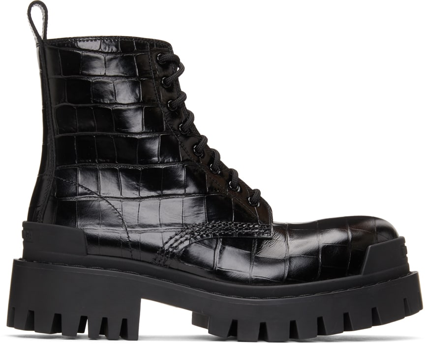ankle boots black croc