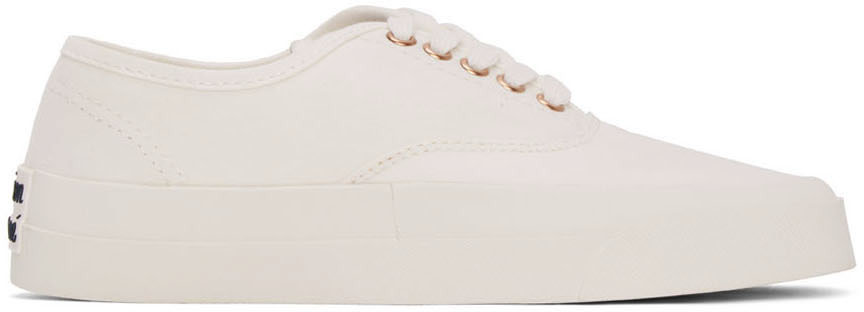 White Canvas Laced Sneakers