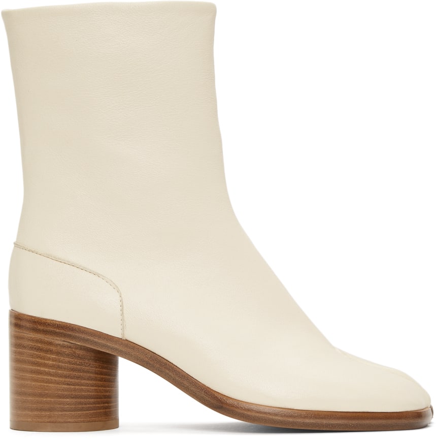 Maison Margiela White Mid Heel Tabi Boots