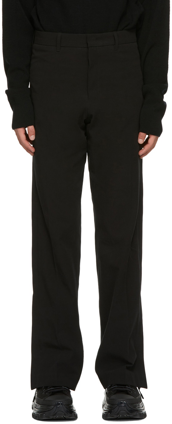 Black Cotton Straight Trousers