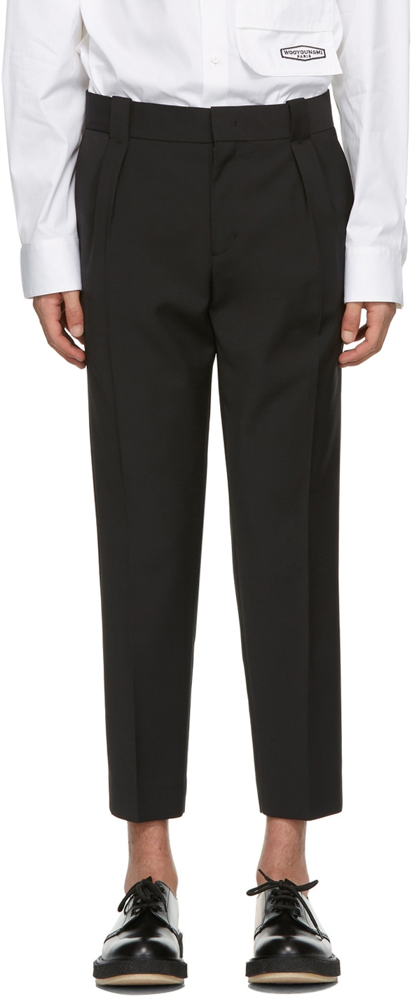 WOOYOUNGMI Black Carrot Fit Cropped Trousers